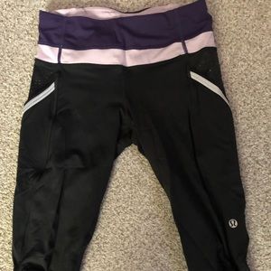 Lululemon athletica crop pants. Purple accents
